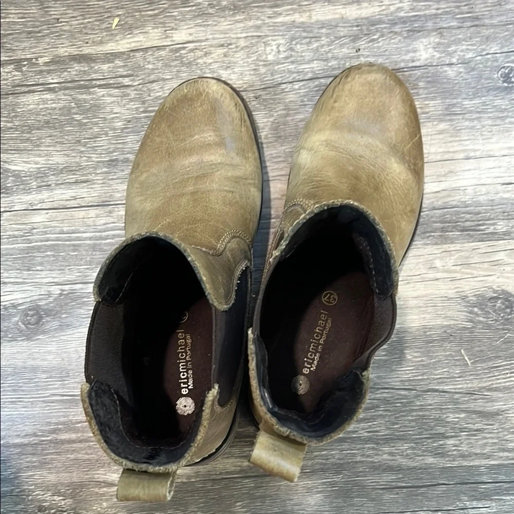 Eric Michael Khaki and Black Ankle Booties
